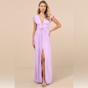 Lulu's Soft Purple Satin Gown